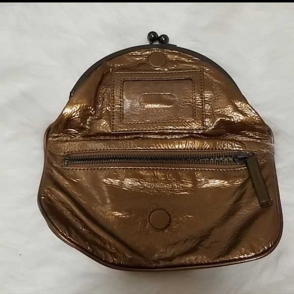 Hobo International Skyler bronze metallic leather fold-over kiss closure clutch - Picture 5 of 16